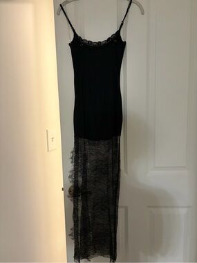AKIRA Black Lace Maxi Slip Dress